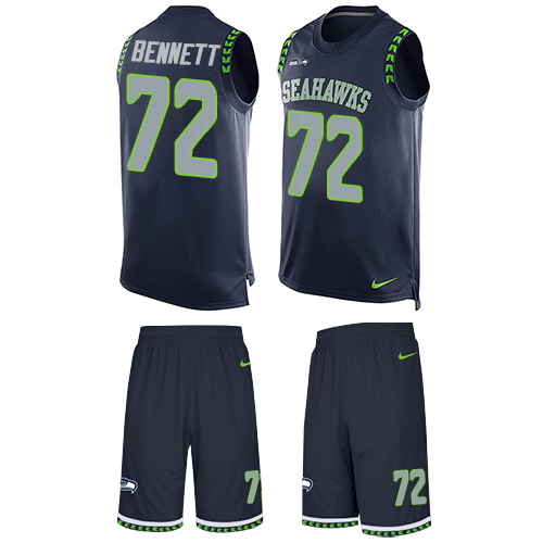 Men's Limited Michael Bennett Nike Jersey Navy Blue - #72 Tank Top Suit NFL Seattle Seahawks